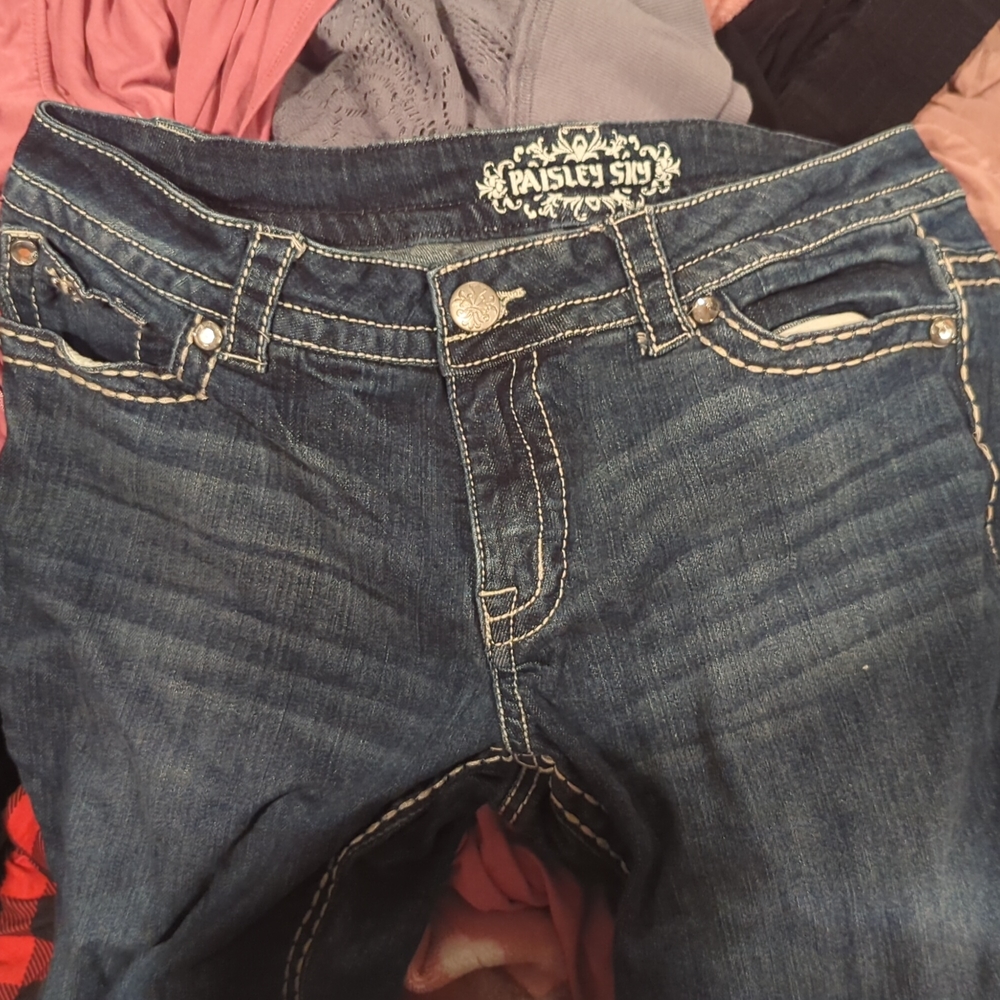 Vintage Paisley Sky Boot Cut Jeans